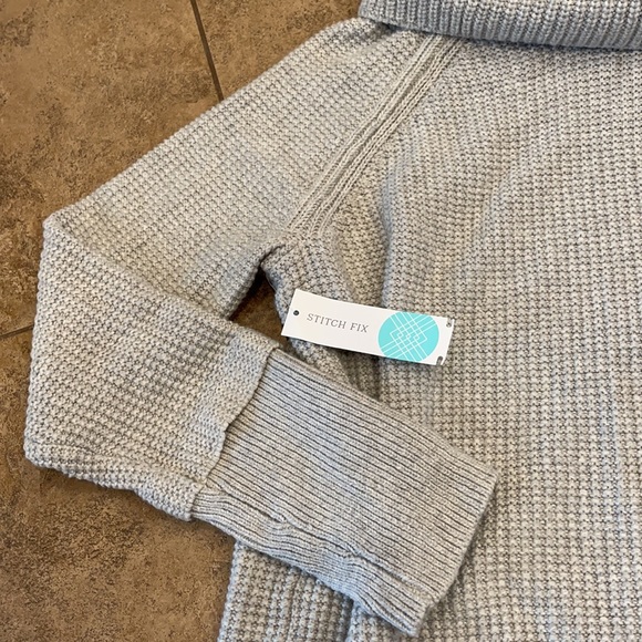 Market & Spruce Sharon Cowl Neck Waffle Stitch Pullover in Light Grey XL NWT - Picture 6 of 10